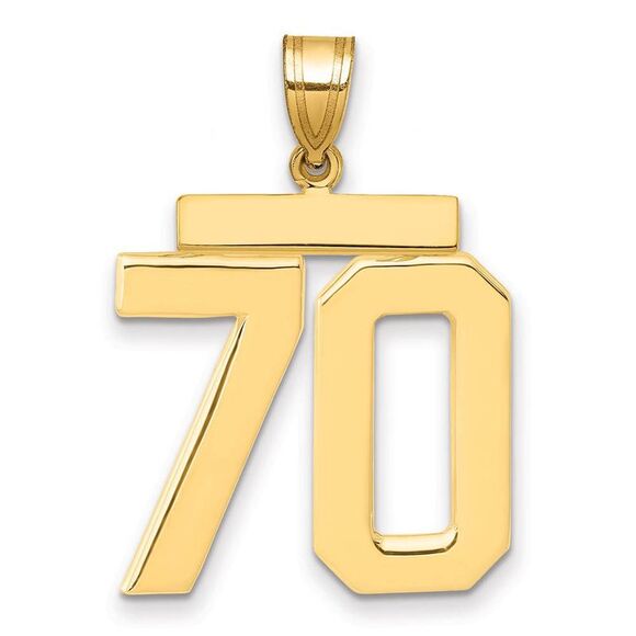 14k Yellow Gold Athletic Collection Large Polished Number 70 Pendant